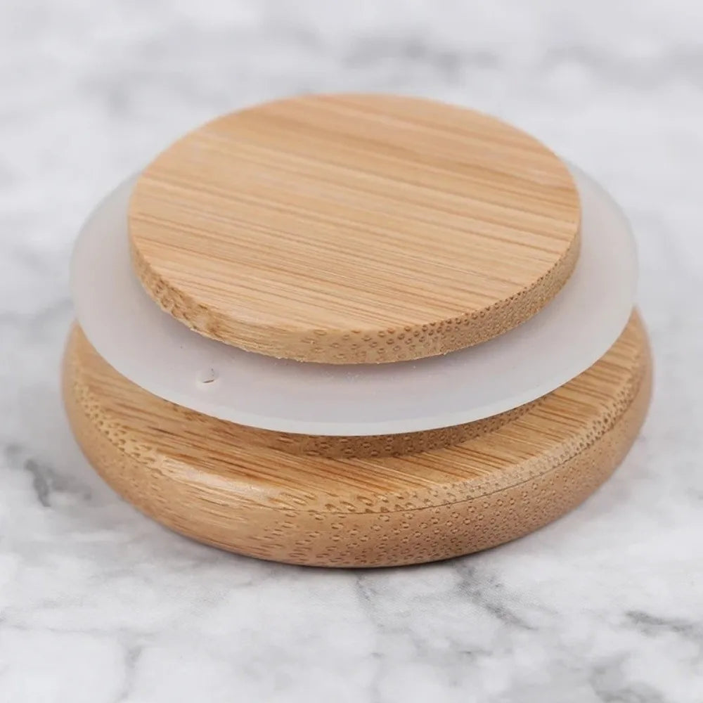 Reusable Bamboo Jar Lids with Silicone Seal – 85mm