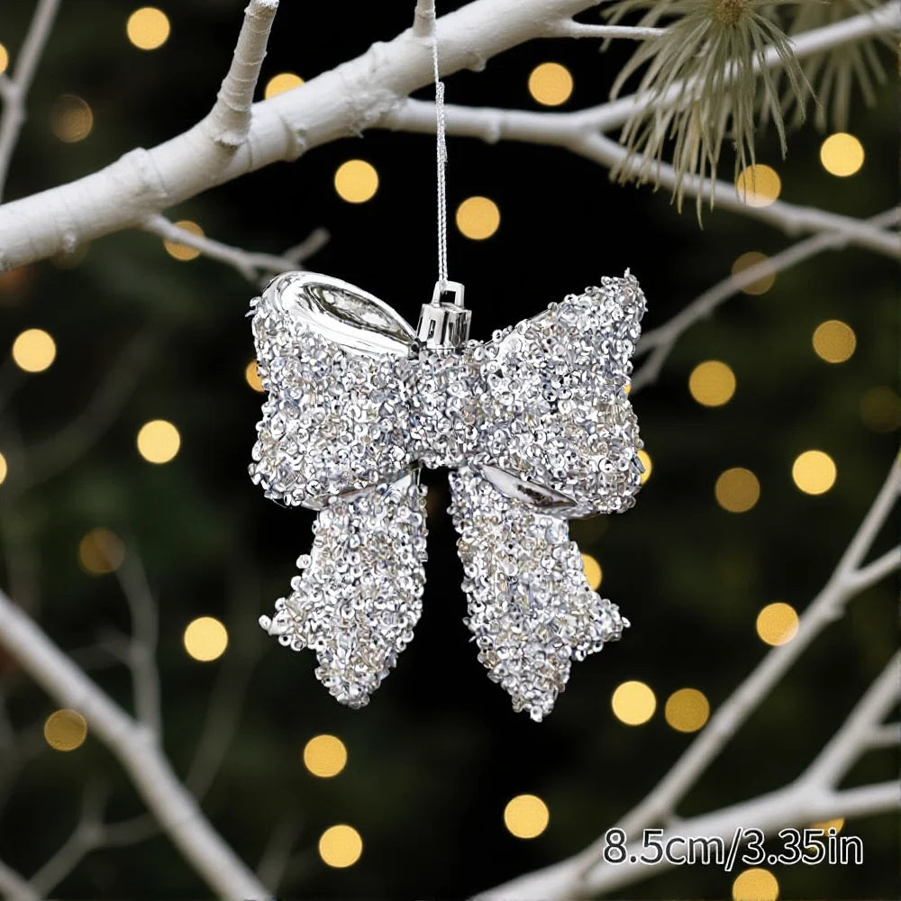 Christmas Bow Hanging Ornament – Classic Plastic Holiday Decor
