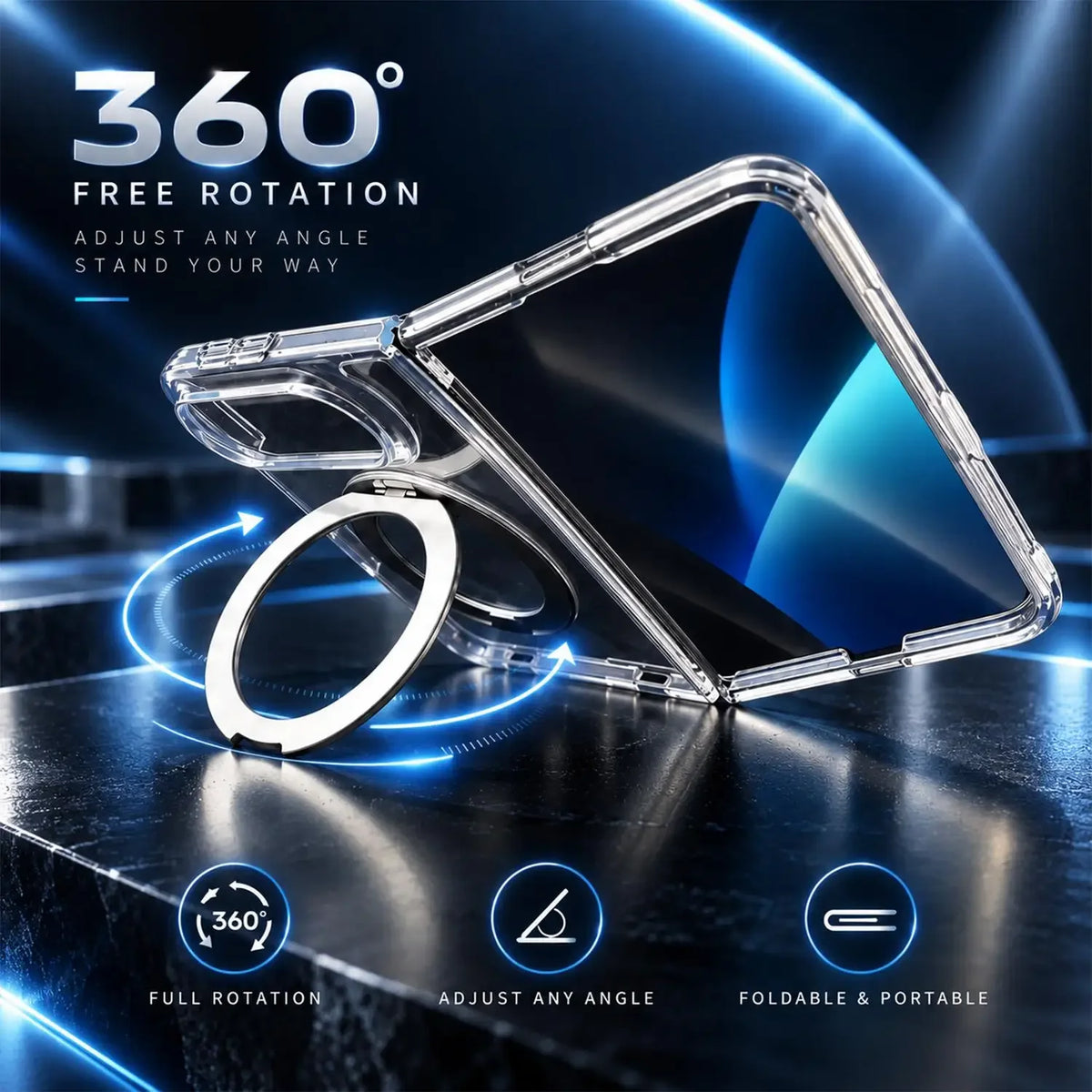 iPhone Duo Clear Magnetic Case with 360° Rotating Stand