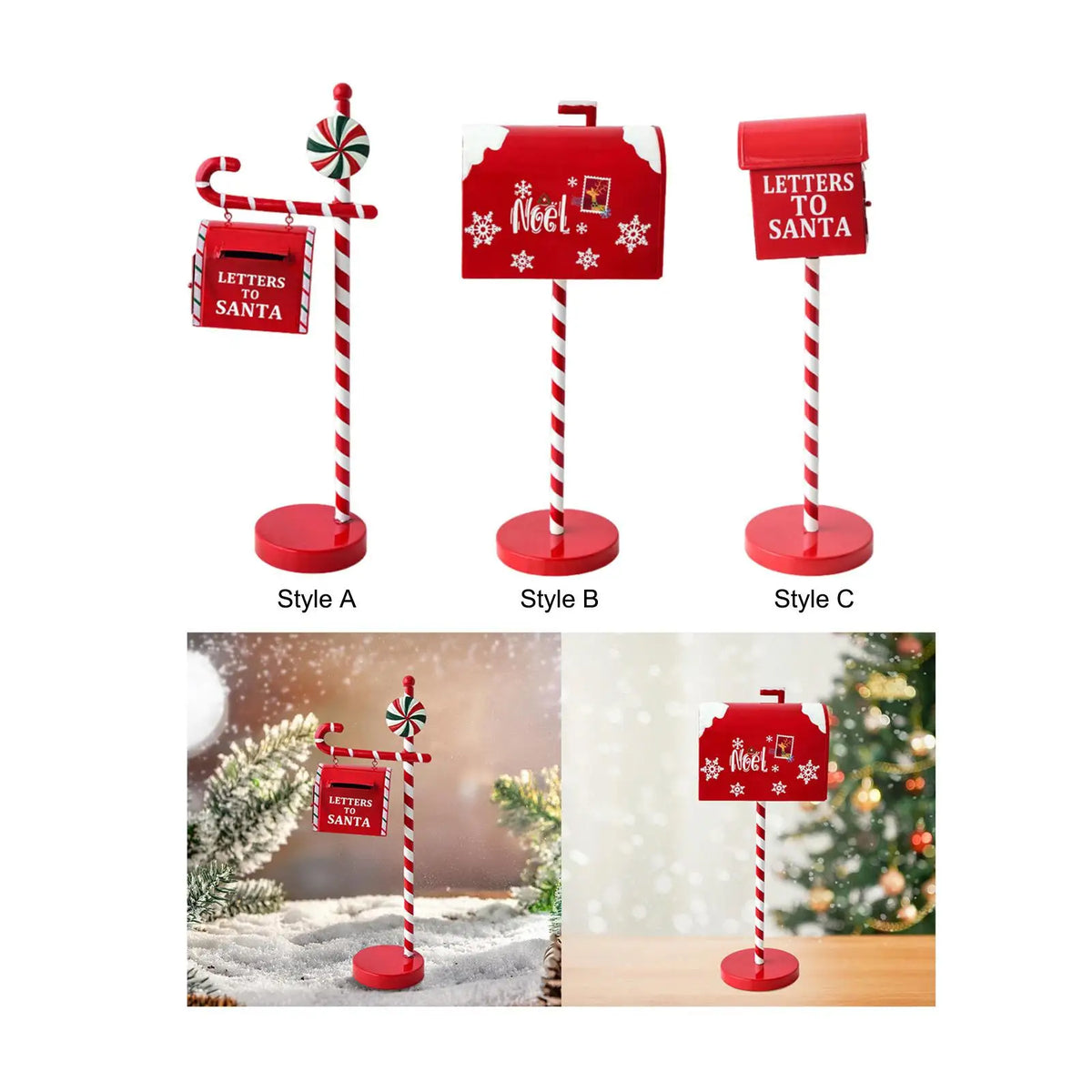Christmas Metal Mailbox Statue | Iron Figurine Garden Décor