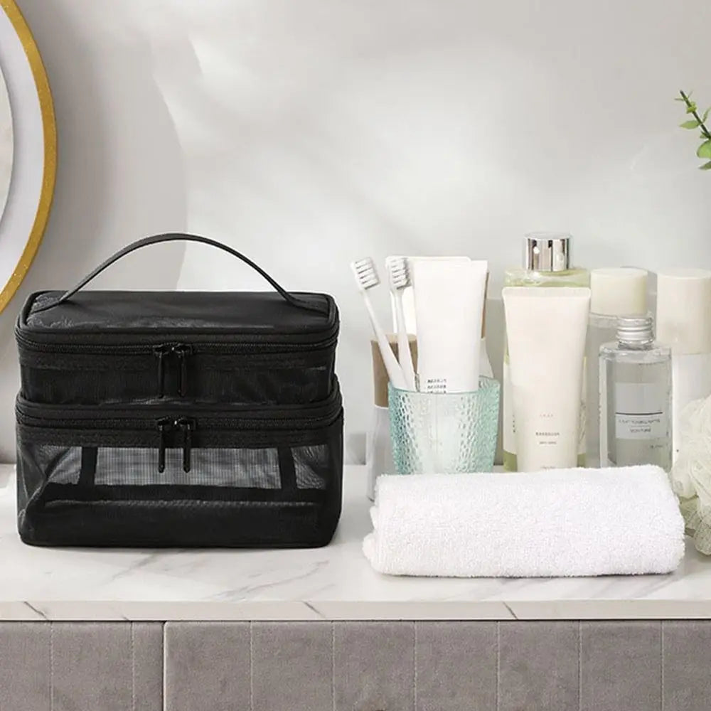 Transparent Mesh Travel Cosmetic Bag | 1/2/3 Layer Makeup Case