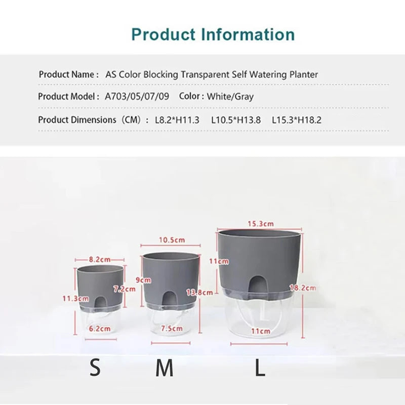 Self-Watering Plant Pot with Drainage – Double-Layer Wicking