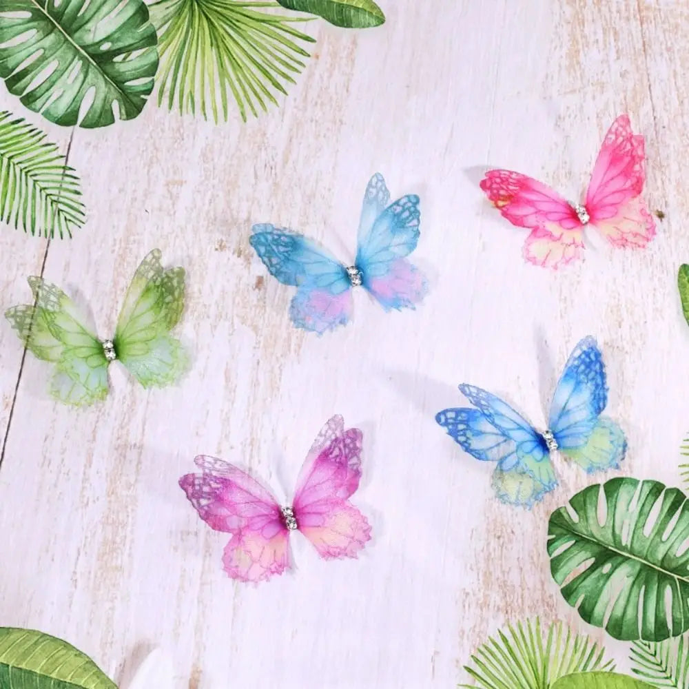 50Pcs 3D Organza Butterfly Appliques – Gradient Chiffon Patches