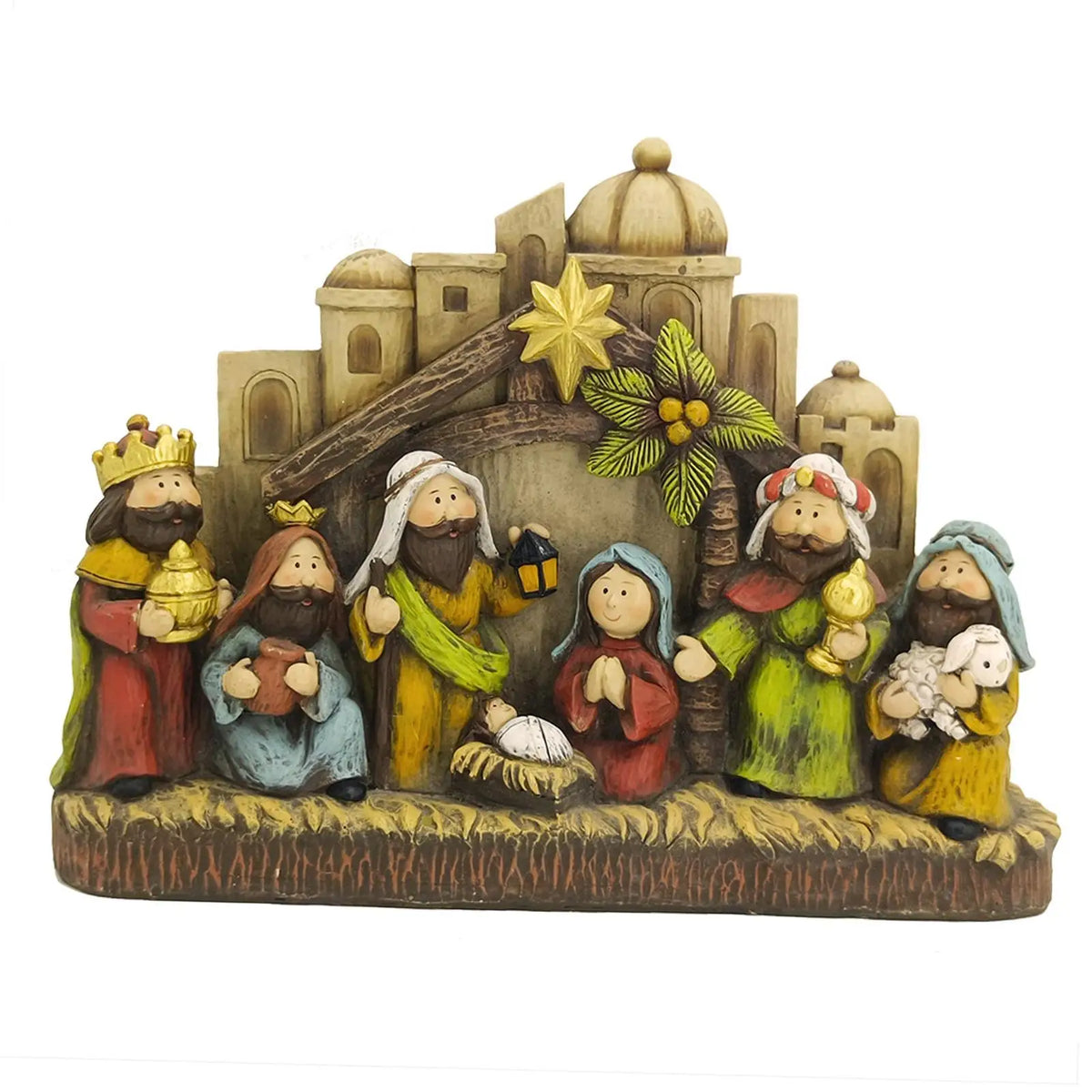 Christmas Nativity Scene Figurine Set | Resin Mantel Decor