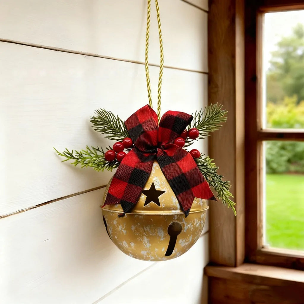 Vintage Metal Christmas Bell Ornament | Holiday Hanging Decor