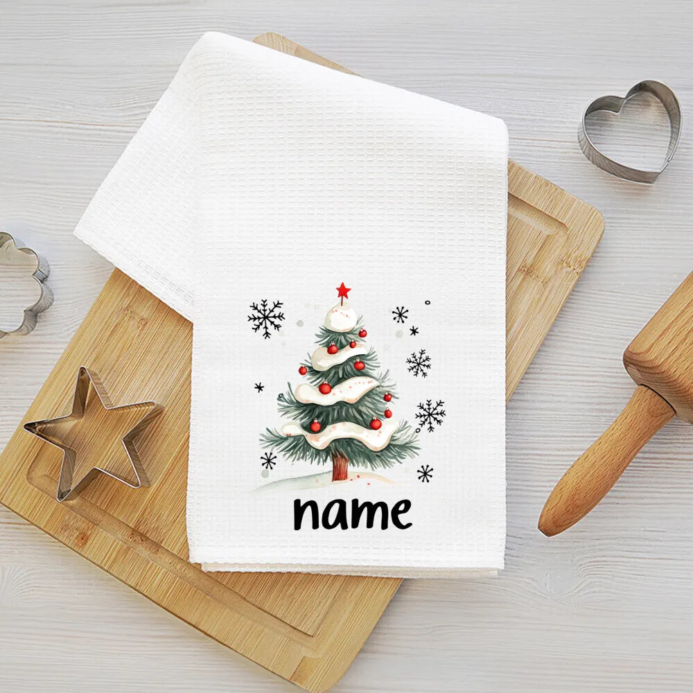 Personalized Christmas Tea Towel – Festive Holiday Kitchen Gift