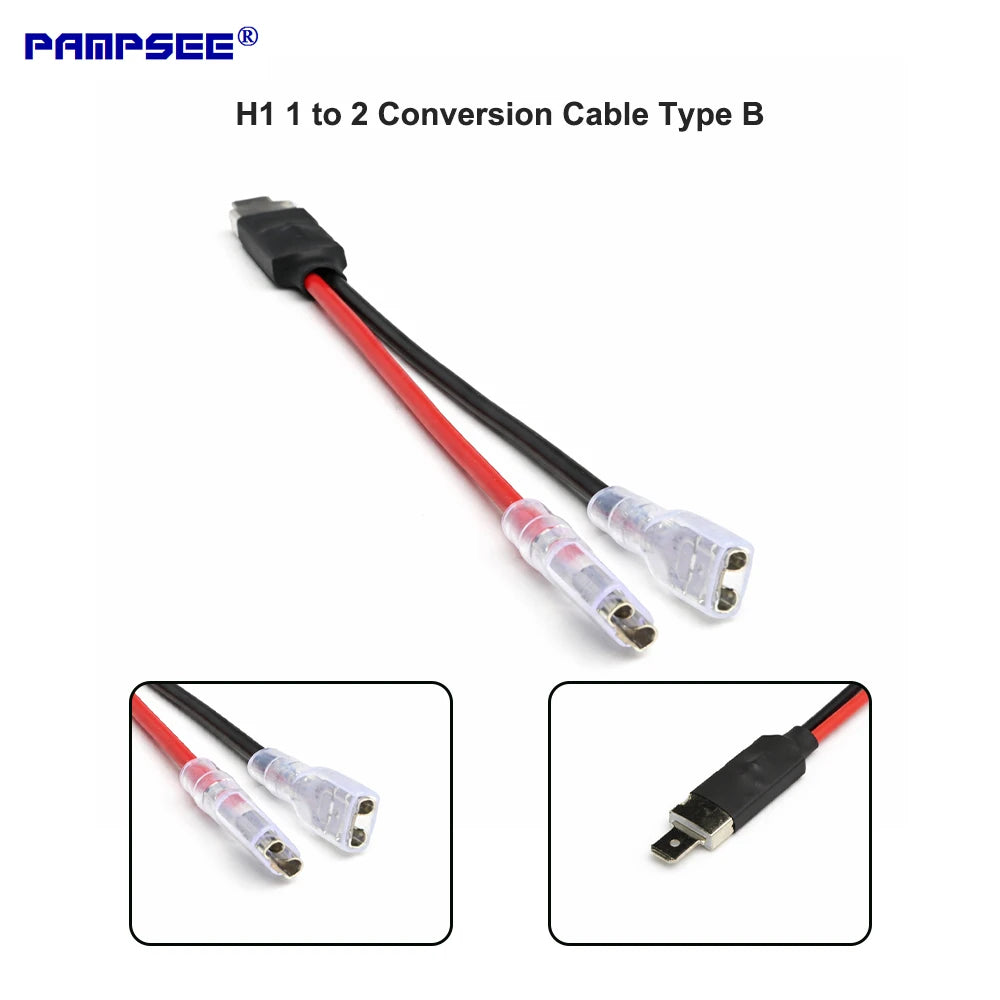 H1 1-to-2 Conversion Cable for Automotive LED Fog Light Socket