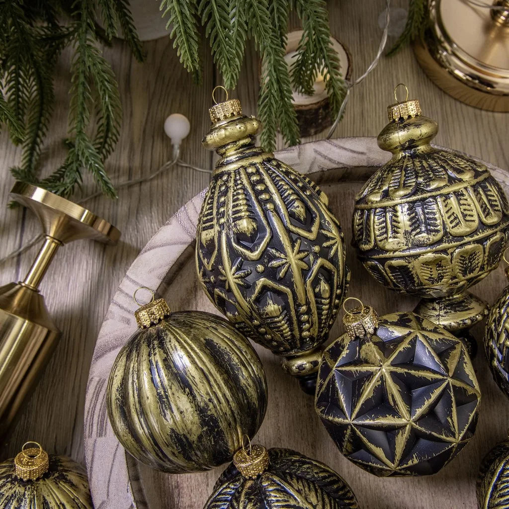 European Vintage Painted Christmas Ball Ornaments Set of 10