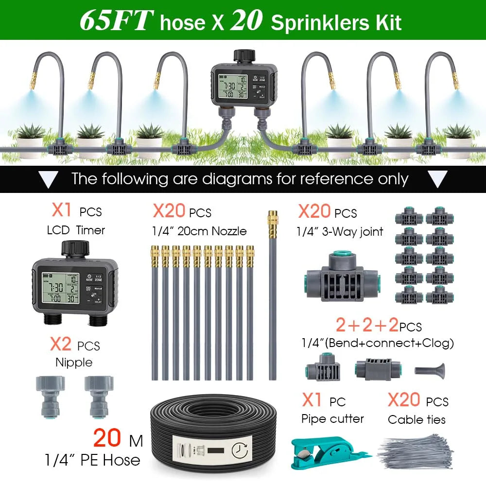 Dual Zone Smart Garden Watering Timer & Mist Cooling Kit