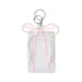 Cute Pearl Bow Photocard Holder Keychain | PU Leather