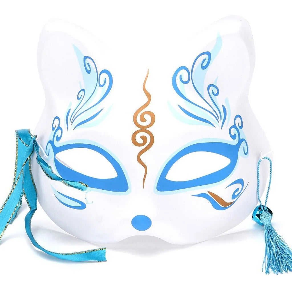 Japanese PVC Half-Face Masquerade Mask with Tassels & Bells
