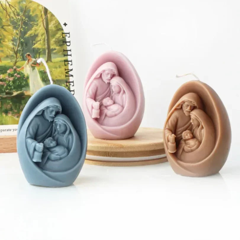 3D Jesus & Virgin Mary Silicone Mold – Candle, Soap & Resin