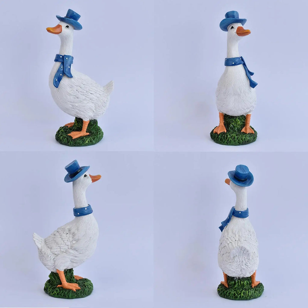 Resin Cartoon Duck Garden Statues – 2-Pack Outdoor Figurines