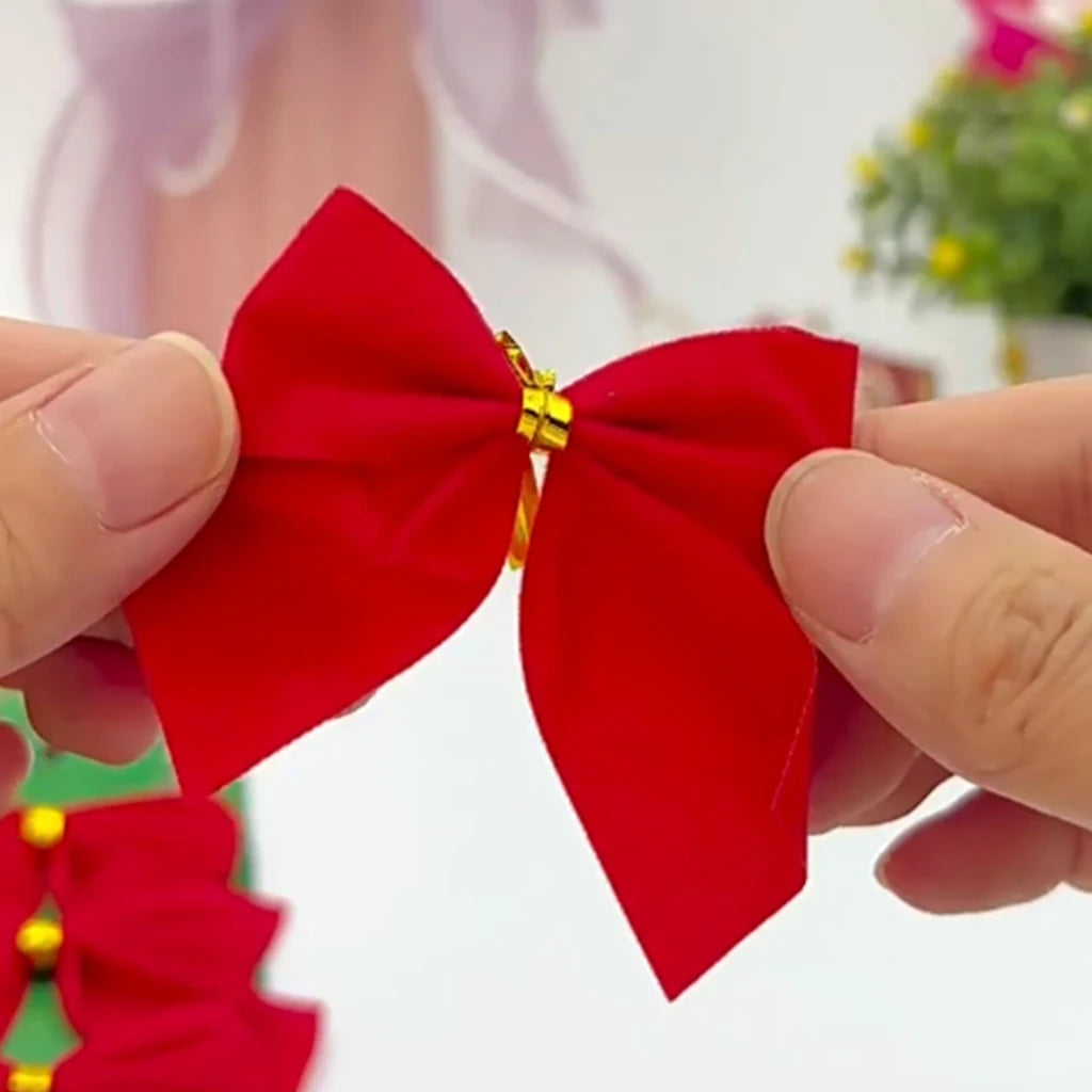 Christmas Tree Bow Decorations 12Pcs – 6cm Holiday Bows