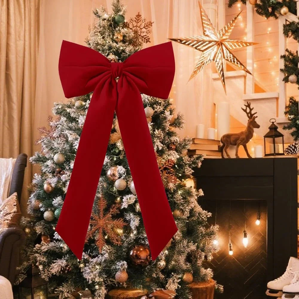 Large Red Velvet Christmas Bow – Tree Topper & Wreath Decor