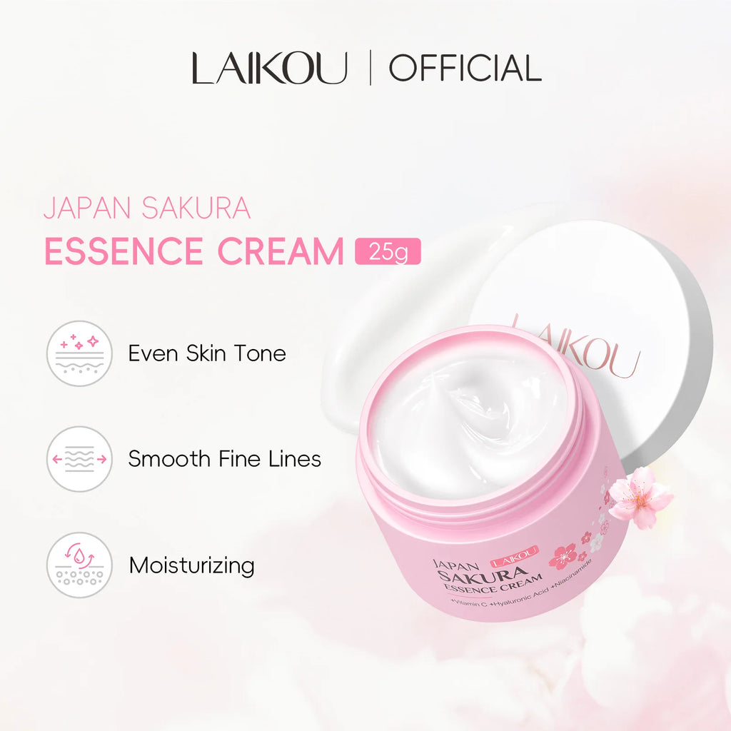 LAIKOU Sakura Face Cream | Hyaluronic Acid & Vitamin C, 25g