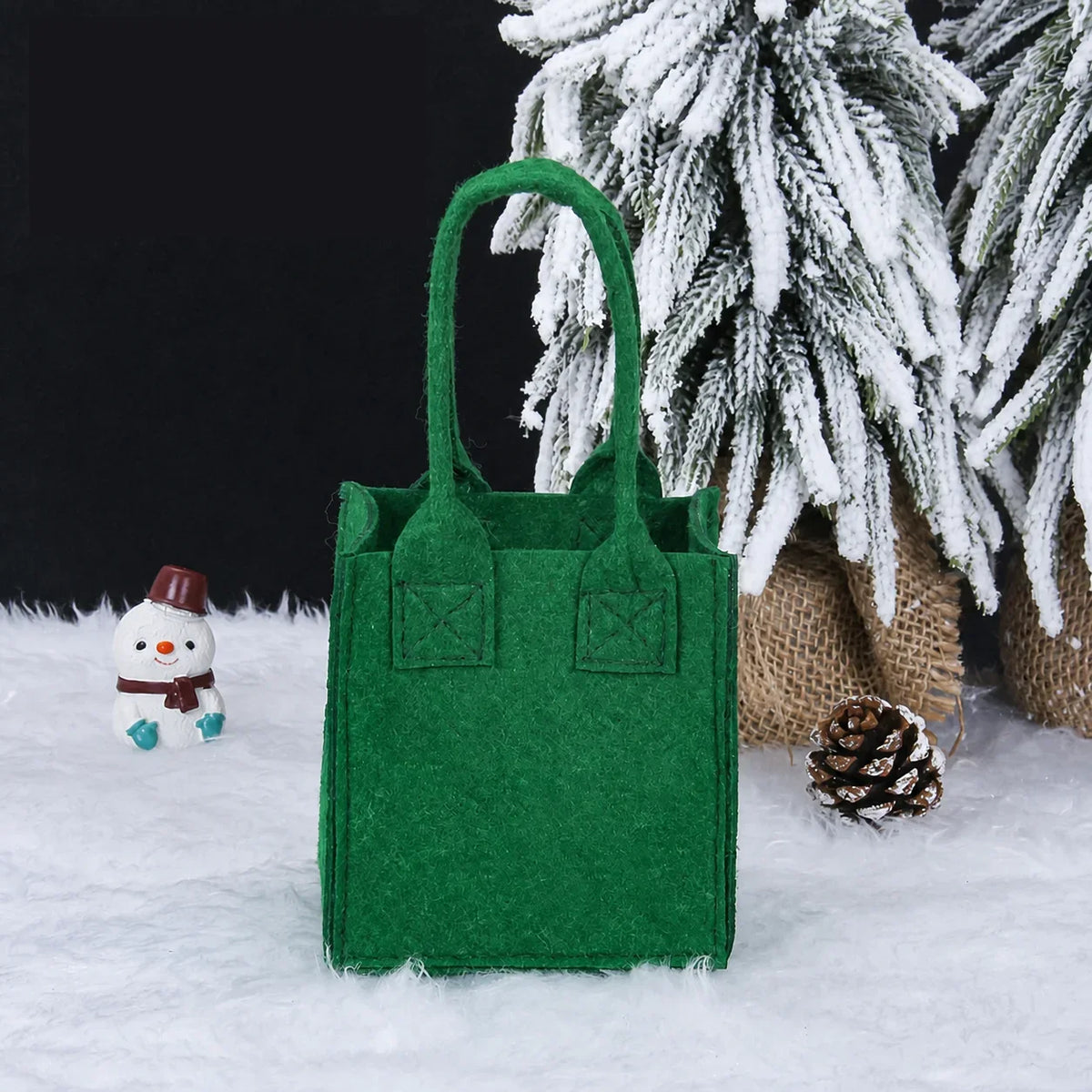 Christmas Non-Woven Felt Gift Bag with Cartoon Stickers