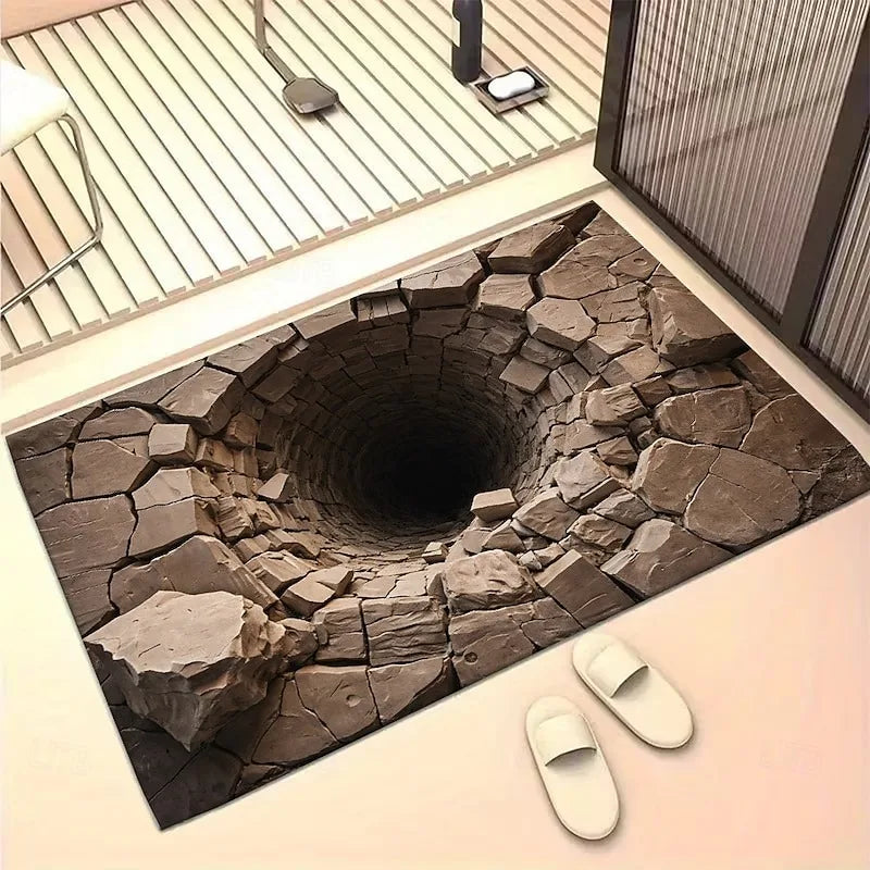 3D Optical Illusion Doormat – Cracked Stone Welcome Mat