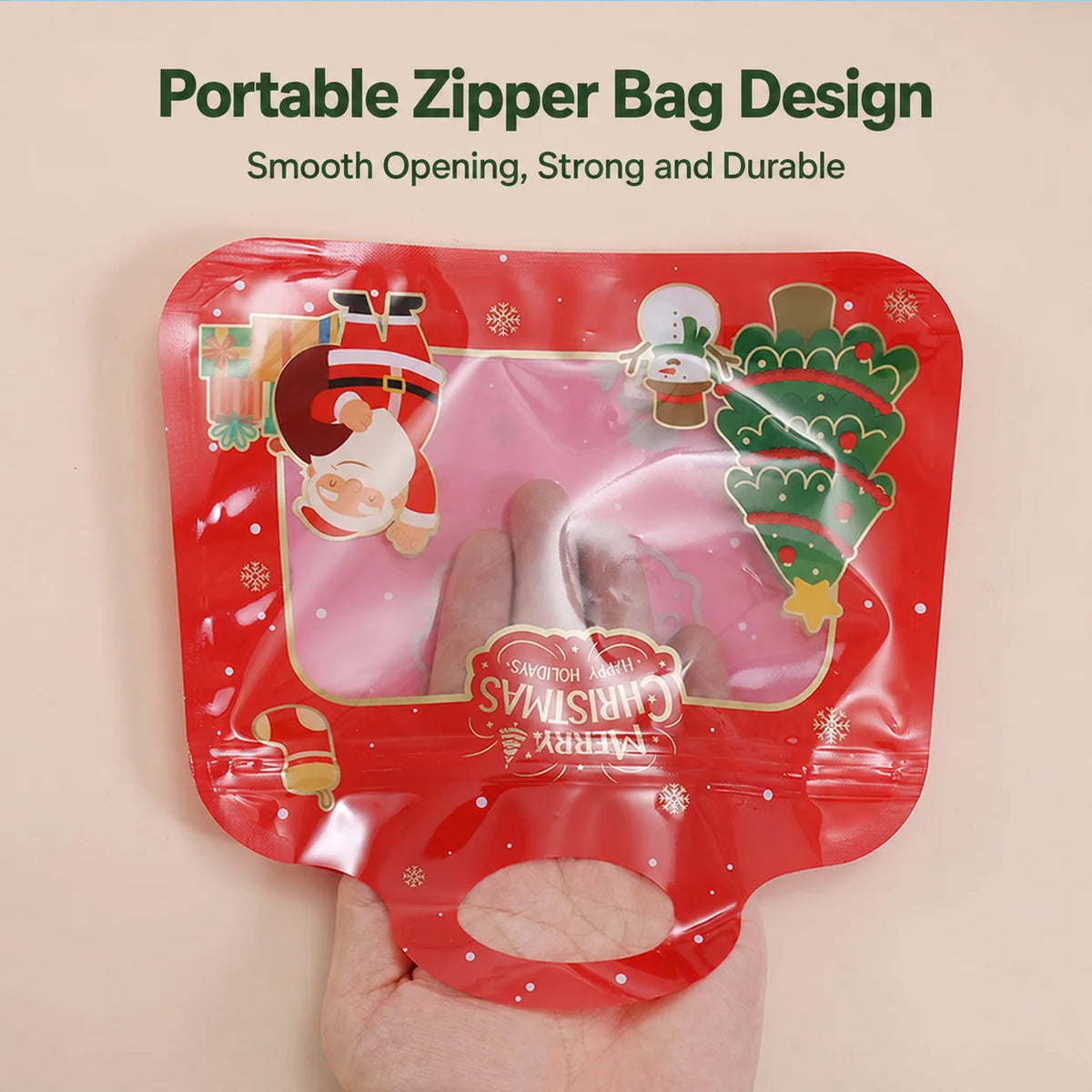 50Pcs Christmas Self-Sealing Gift Bags – Santa Treat Pouches