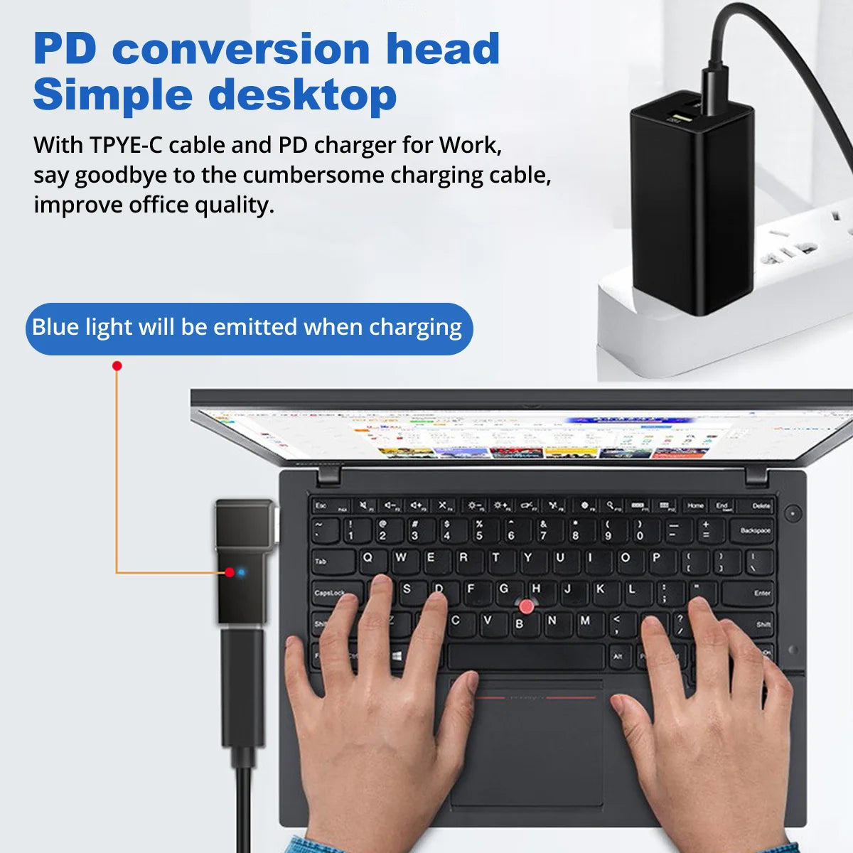 USB-C to DC Adapter 100W PD Fast Charging for Lenovo ThinkPad