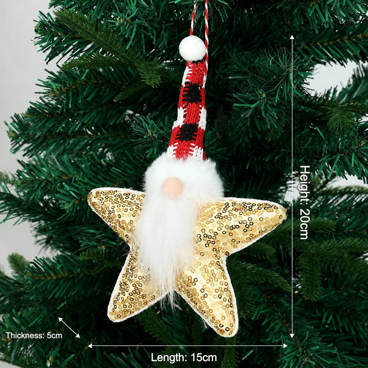 Star Gnome Christmas Ornament – Sequin Plush Hanging Décor