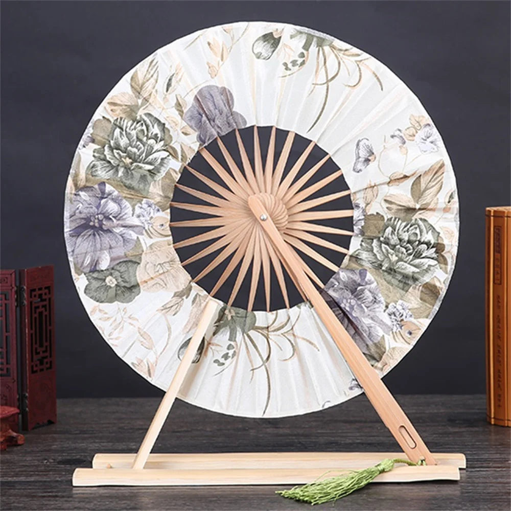 Round Bamboo Folding Fan – Chinese Style Tassel | Party Gift