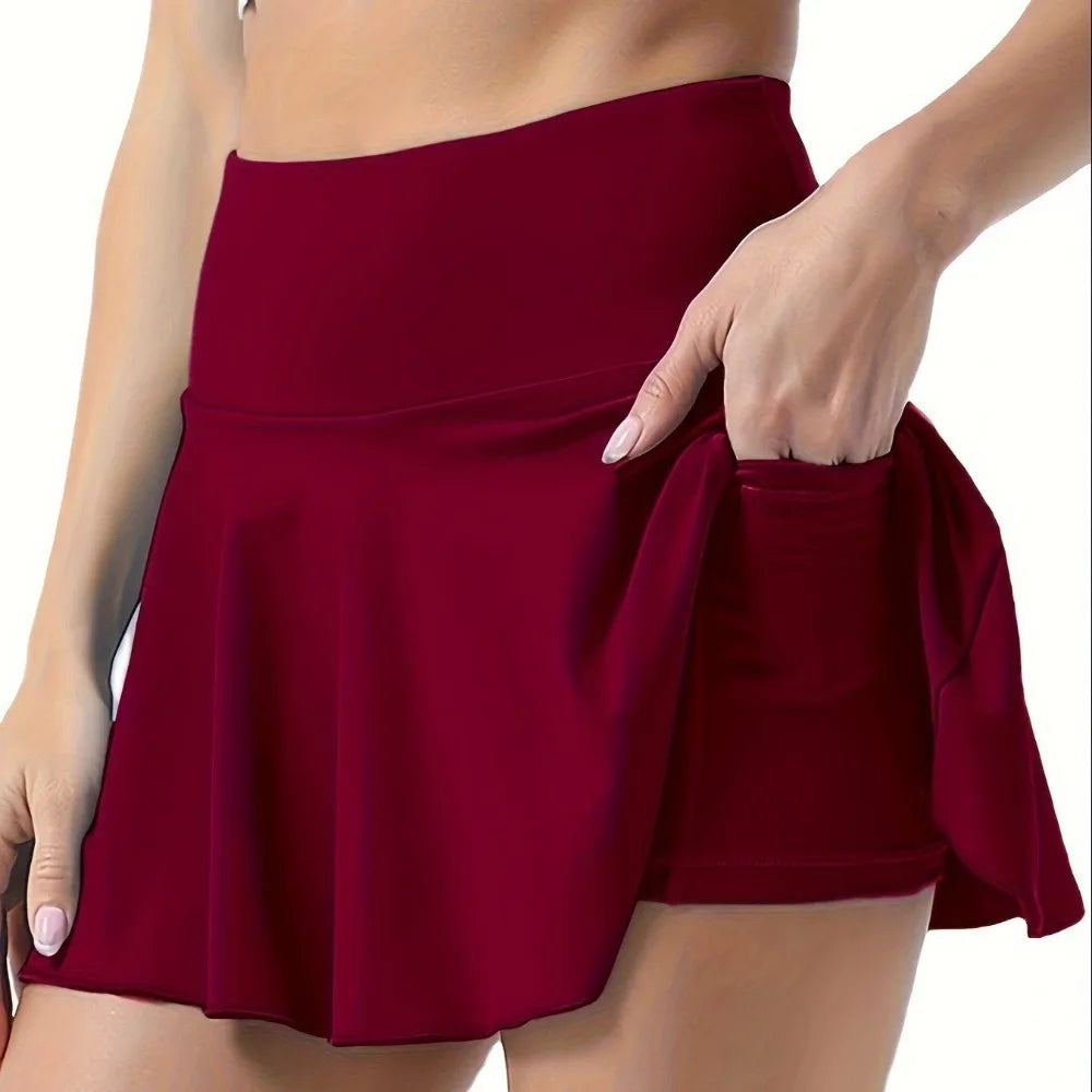 Women's Pleated Tennis Skirt – High Waist, Shorts & Pockets