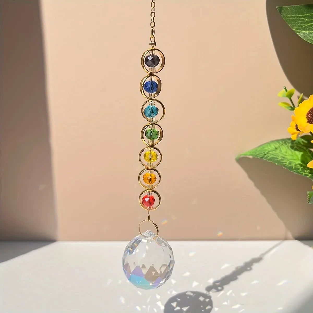 Crystal Sun Catcher Rainbow Maker Prism with Hanging Chain