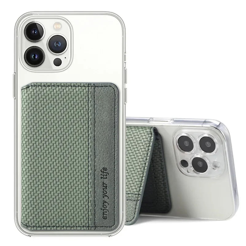 Magnetic PU Leather Phone Card Holder Sticker – 3M Adhesive Wallet