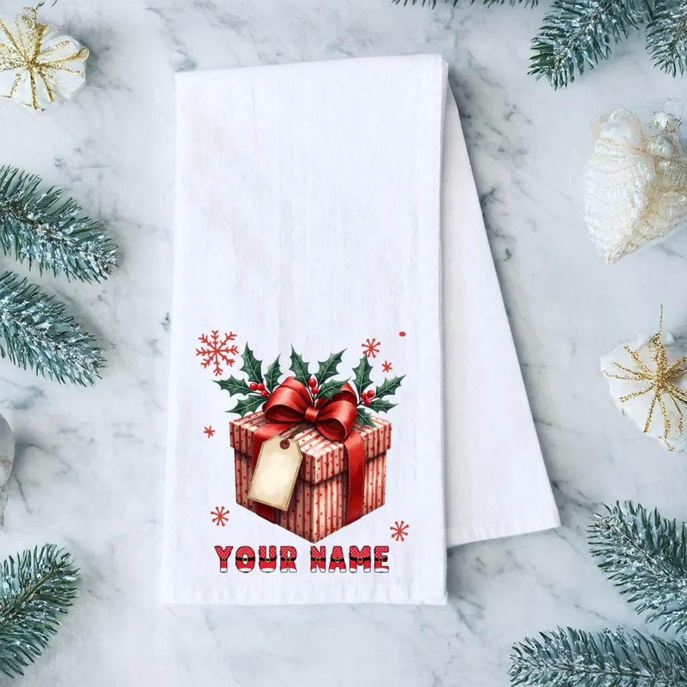 Personalized Christmas Tea Towel – Festive Holiday Kitchen Gift