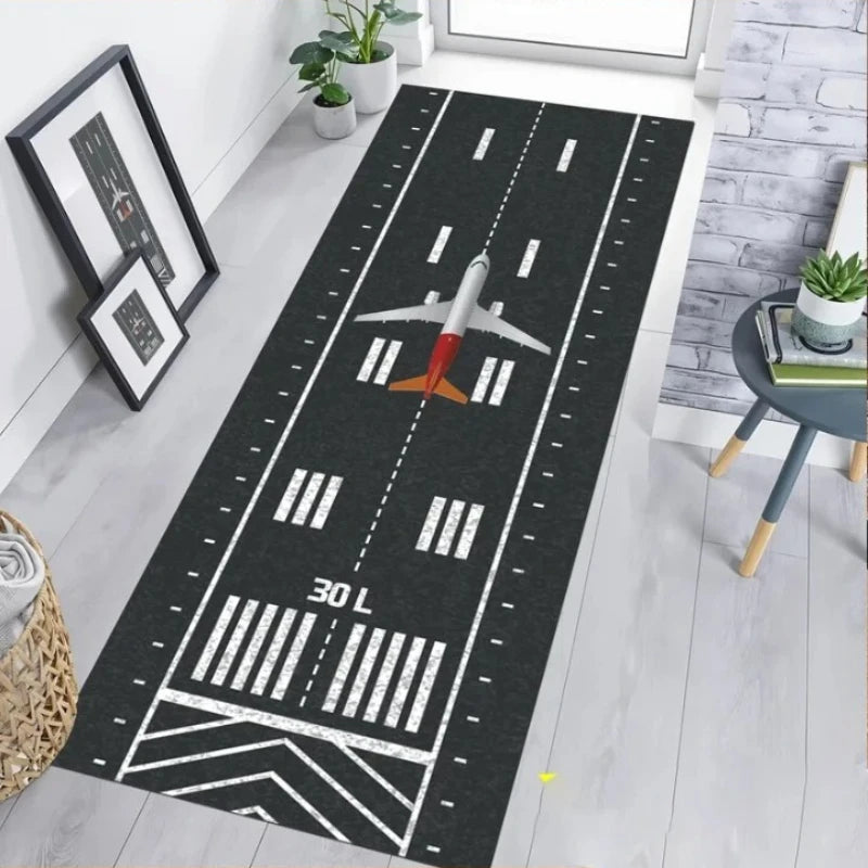 Kids Airport Runway Playmat Rug – Aviation Airplane Theme