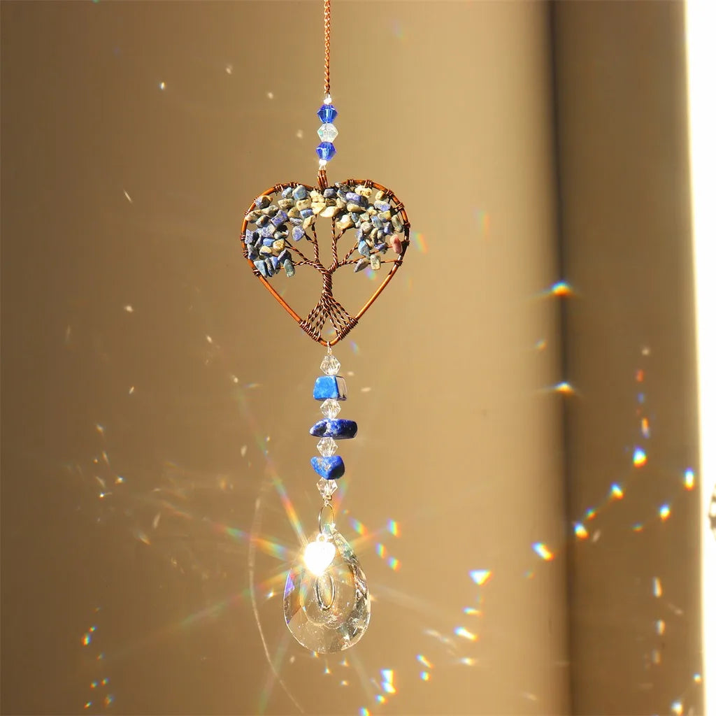 Copper Frame Crystal Chip Suncatcher Hanging Ornament