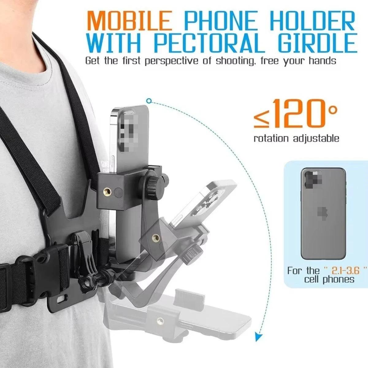 Hands-Free Chest Phone Mount – Adjustable Clip for Sports & Vlog