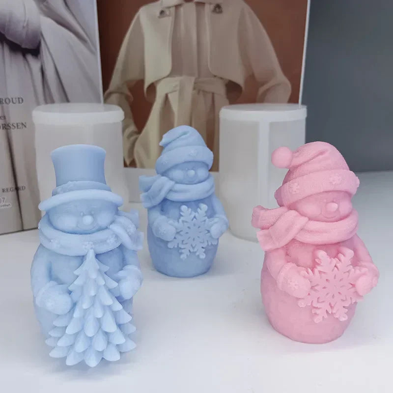 3D Santa & Snowman Silicone Candle Mold | Christmas Craft