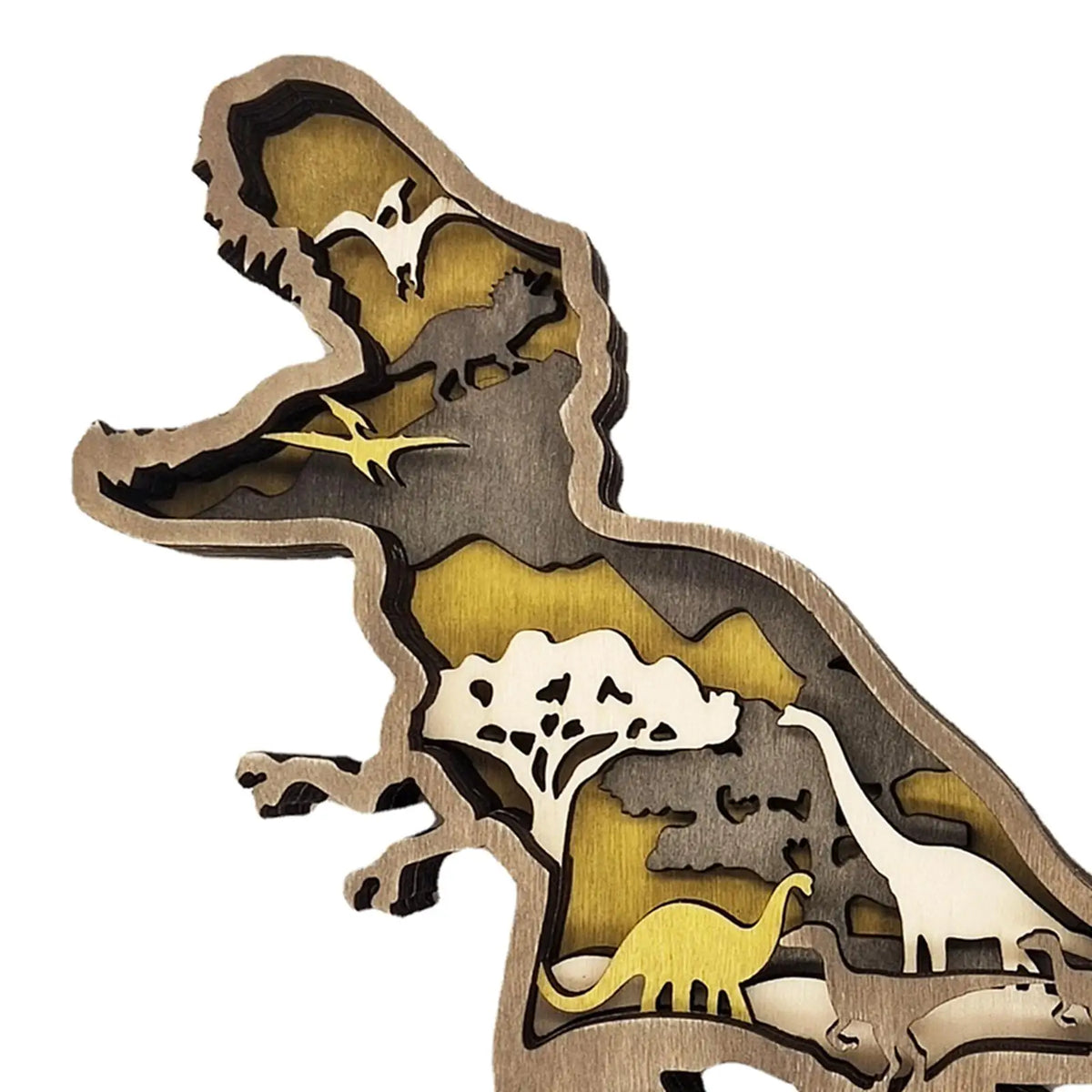 Wooden Dinosaur 3D Optical Illusion Night Light Table Lamp