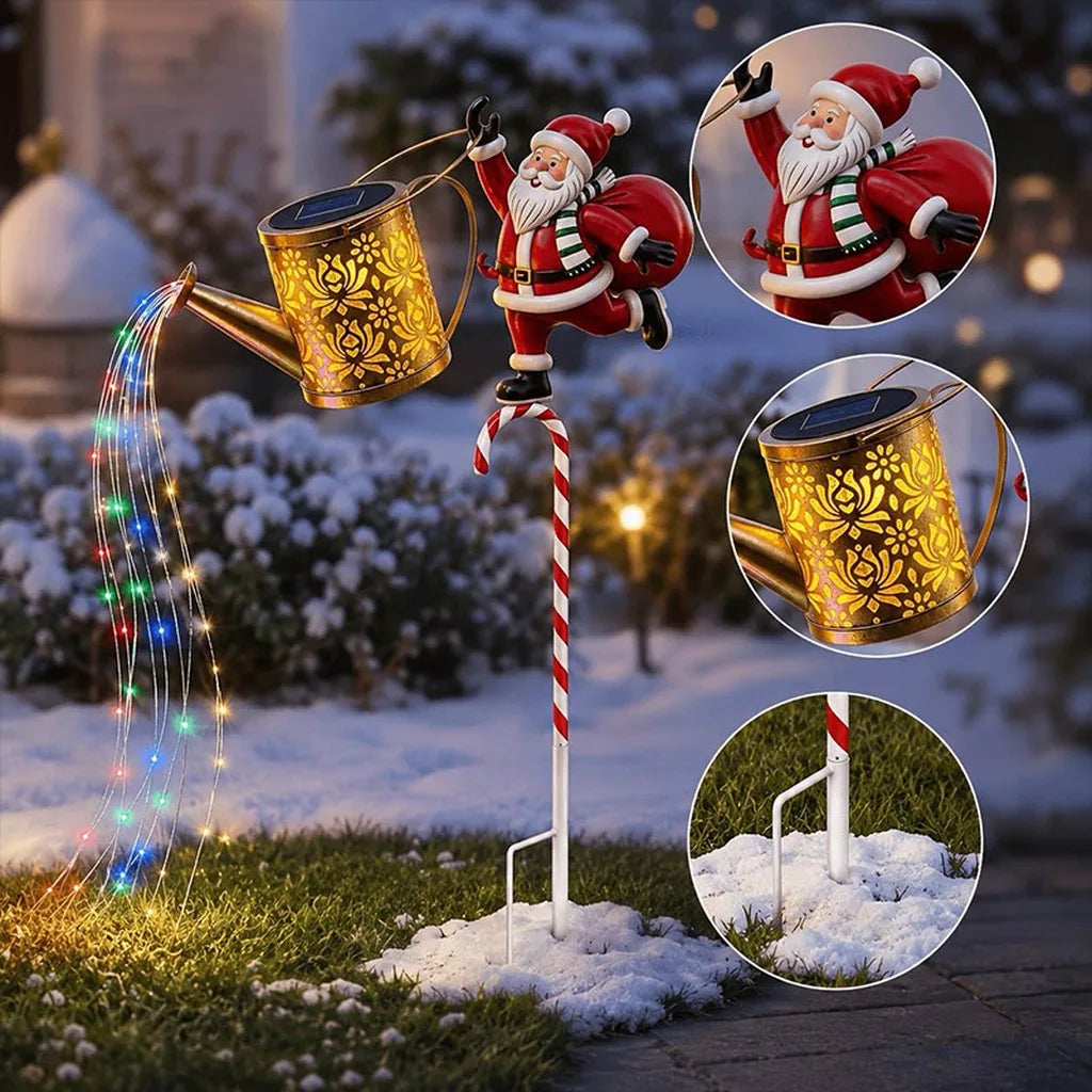 Solar Santa Watering Can Stake Light | IP65 LED Garden Decor