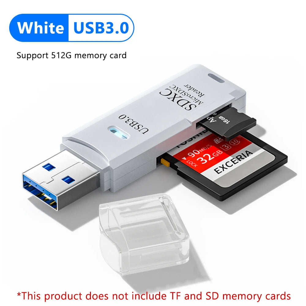 USB 3.0 2-in-1 SD & TF Card Reader Adapter for PC Laptop