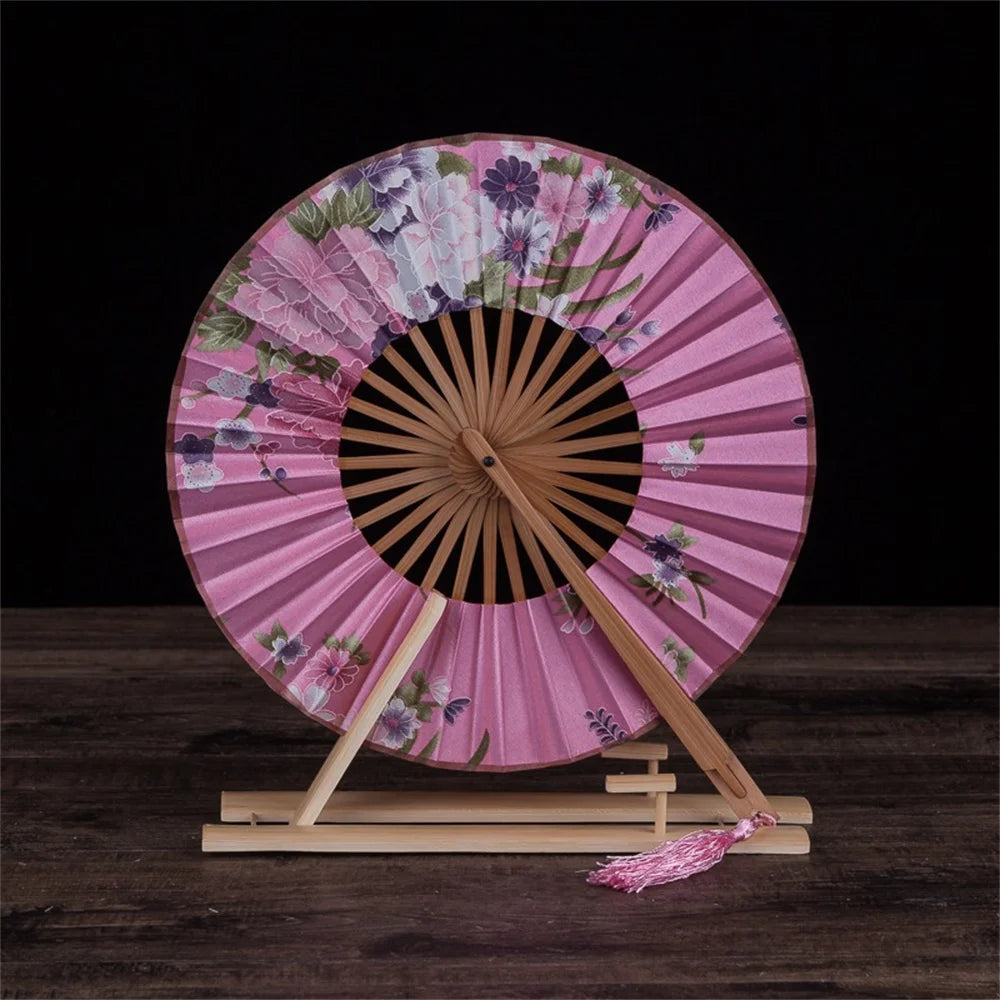 Round Bamboo Folding Fan – Chinese Style Tassel | Party Gift