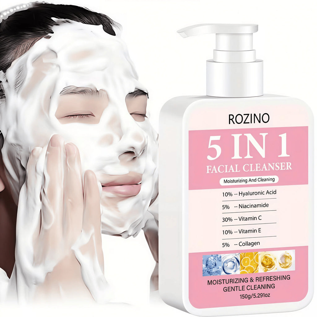 ROZINO 5-in-1 Facial Cleanser 150g – Hyaluronic Acid & Niacinamide