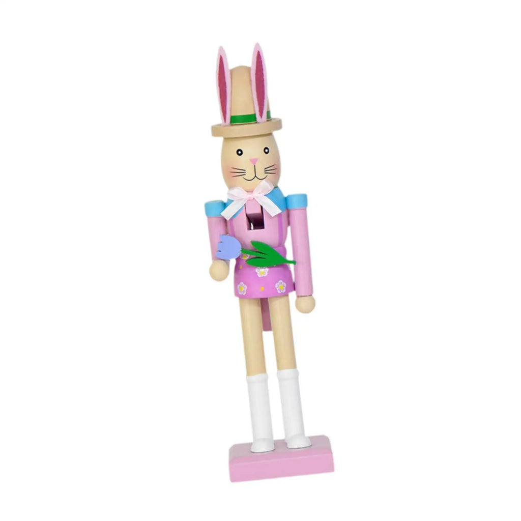 Easter Bunny Nutcracker Wood Figurine | Tabletop Statue