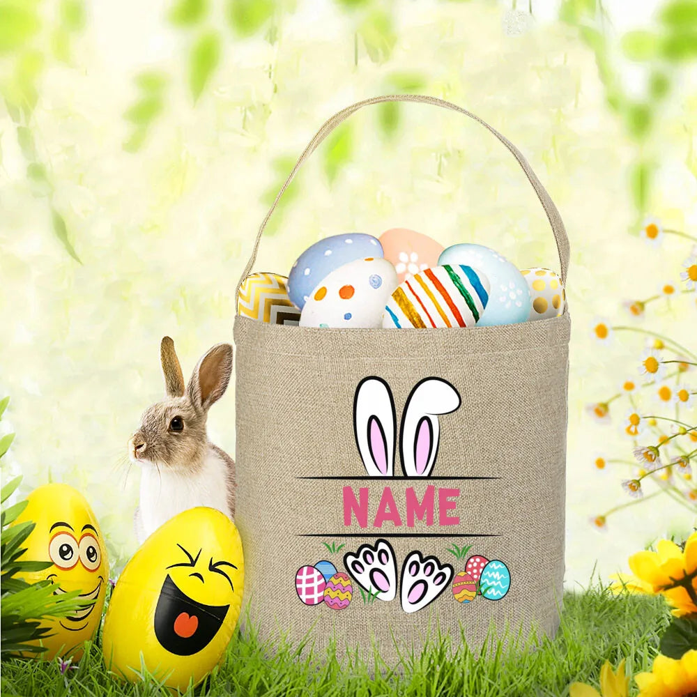 Personalized Easter Bunny Basket Bag – Kids Monogram Tote