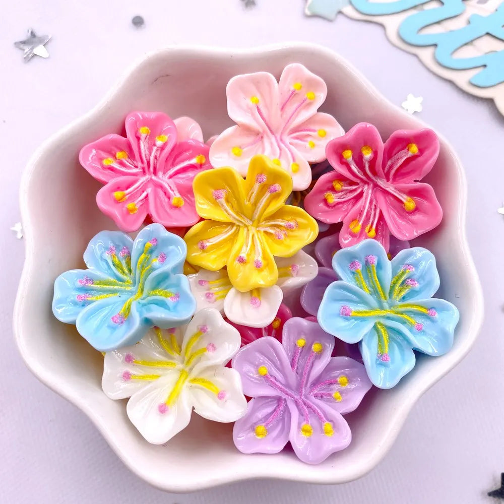 20PCS Kawaii Peach Blossom Resin Flatback Figurines – DIY Crafts