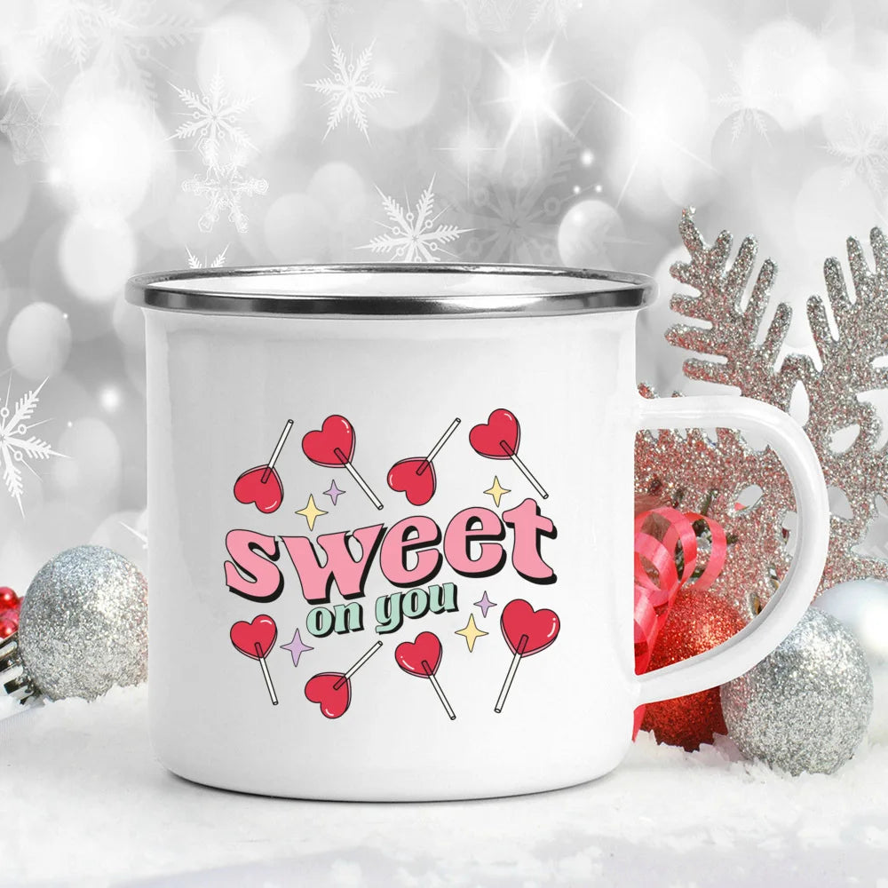 ABC I Love You Enamel Mug – Cartoon Valentine Gift Cup
