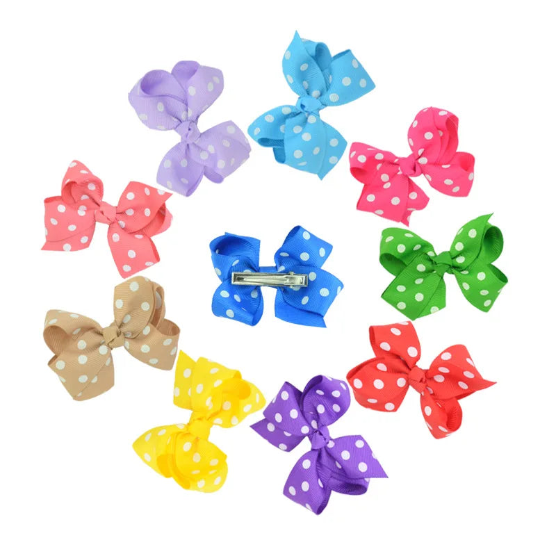 12-Pack Handmade Grosgrain Ribbon Bow Hair Clips for Girls