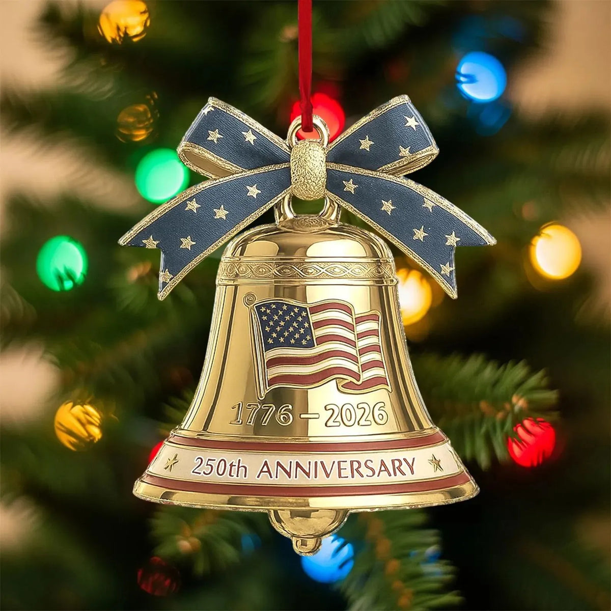USA 250th Anniversary Bell Ornament | Patriotic Acrylic Decor