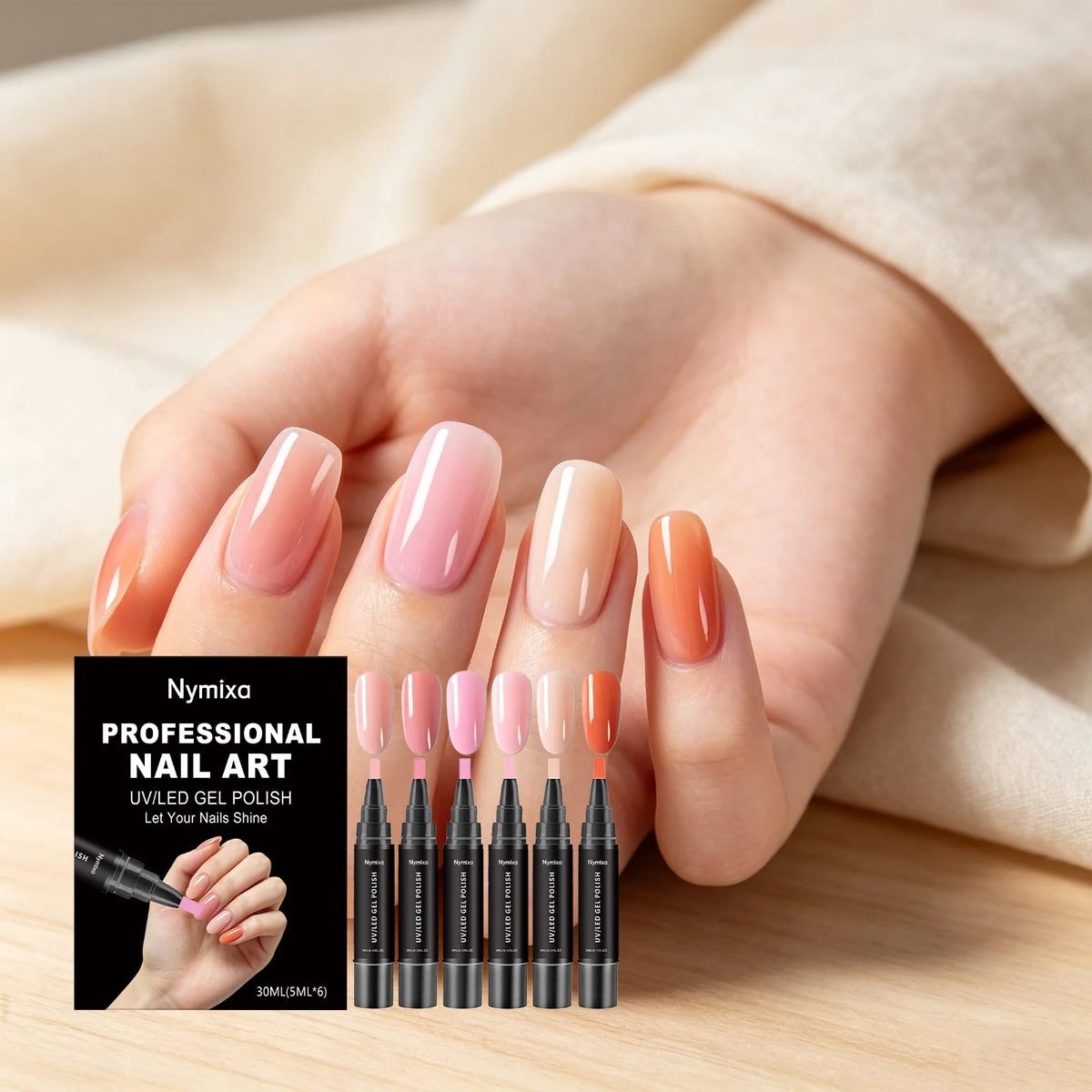 Nymixa 6-Color UV LED Nail Gel Pen Set – DIY Manicure Kit