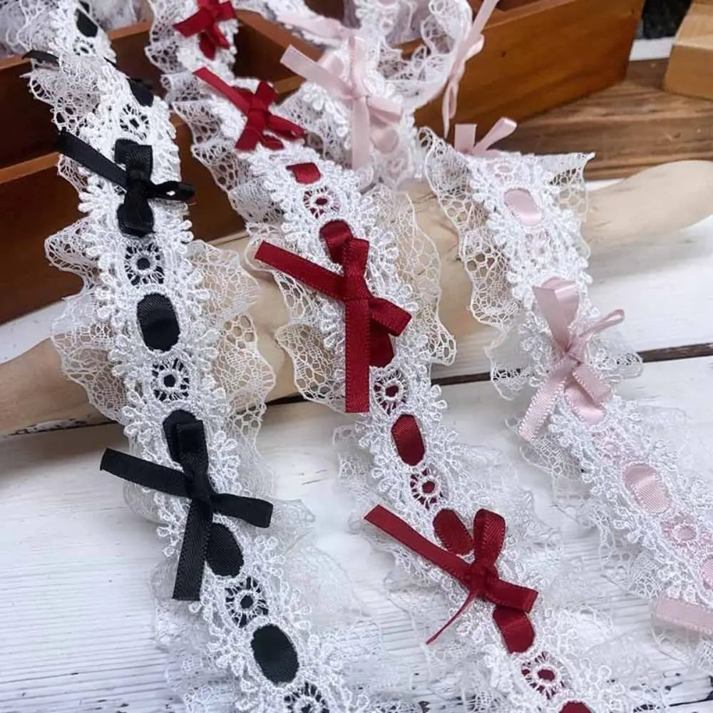 1 Yard Pleated Bow Lace Trim Ribbon – Sewing & Wedding Décor