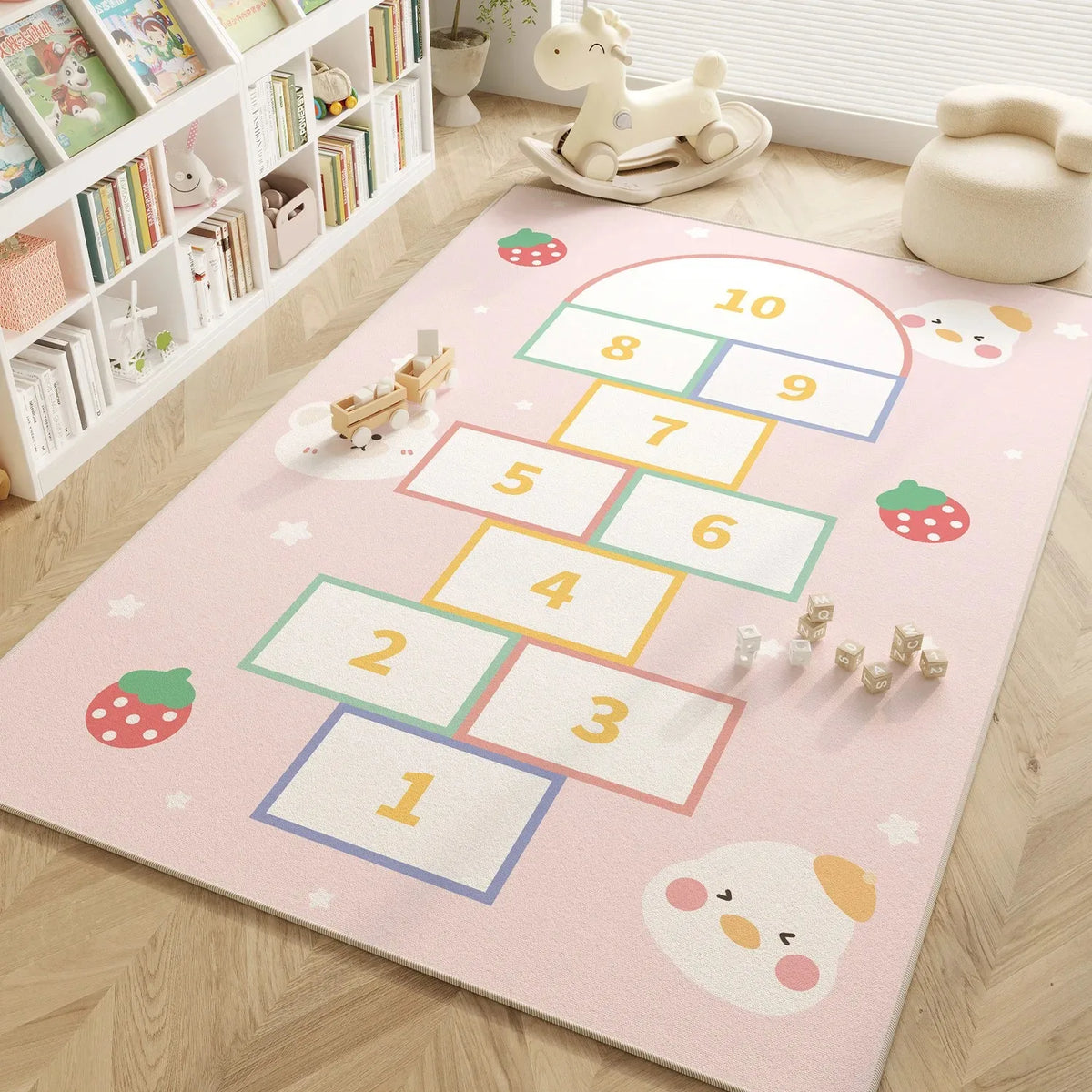 Dinosaur Print Non-Slip Kids Play Mat & Cartoon Area Rug