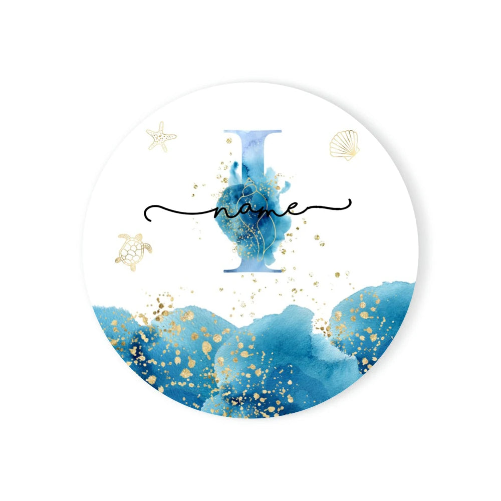 Personalized Ceramic Coaster – Custom Name & Ocean Design Gift