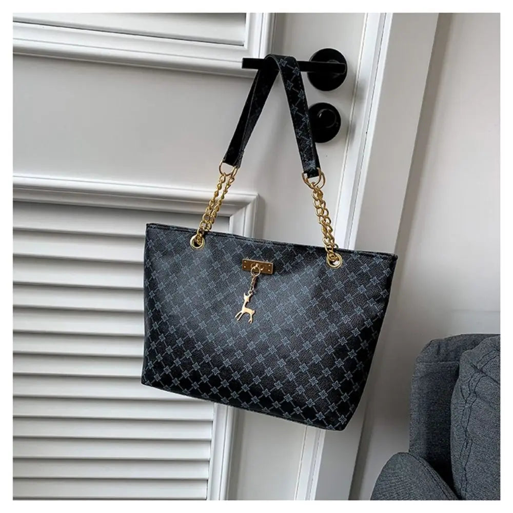 Women's PU Leather Tote Bag – Large Capacity Printed Shoulder Bag
